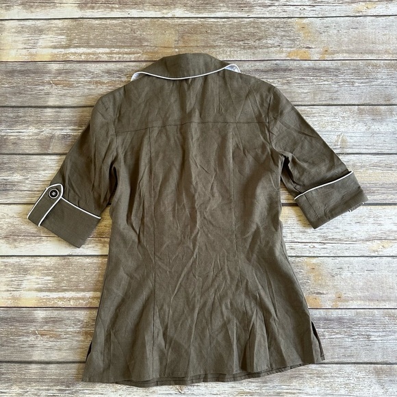 Alice + Olivia Linen Shirt Top Lace Up Front S - Picture 4 of 7